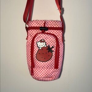 Hello Kitty Red and Pink Strawberry Crossbody Bottle Holder Bag